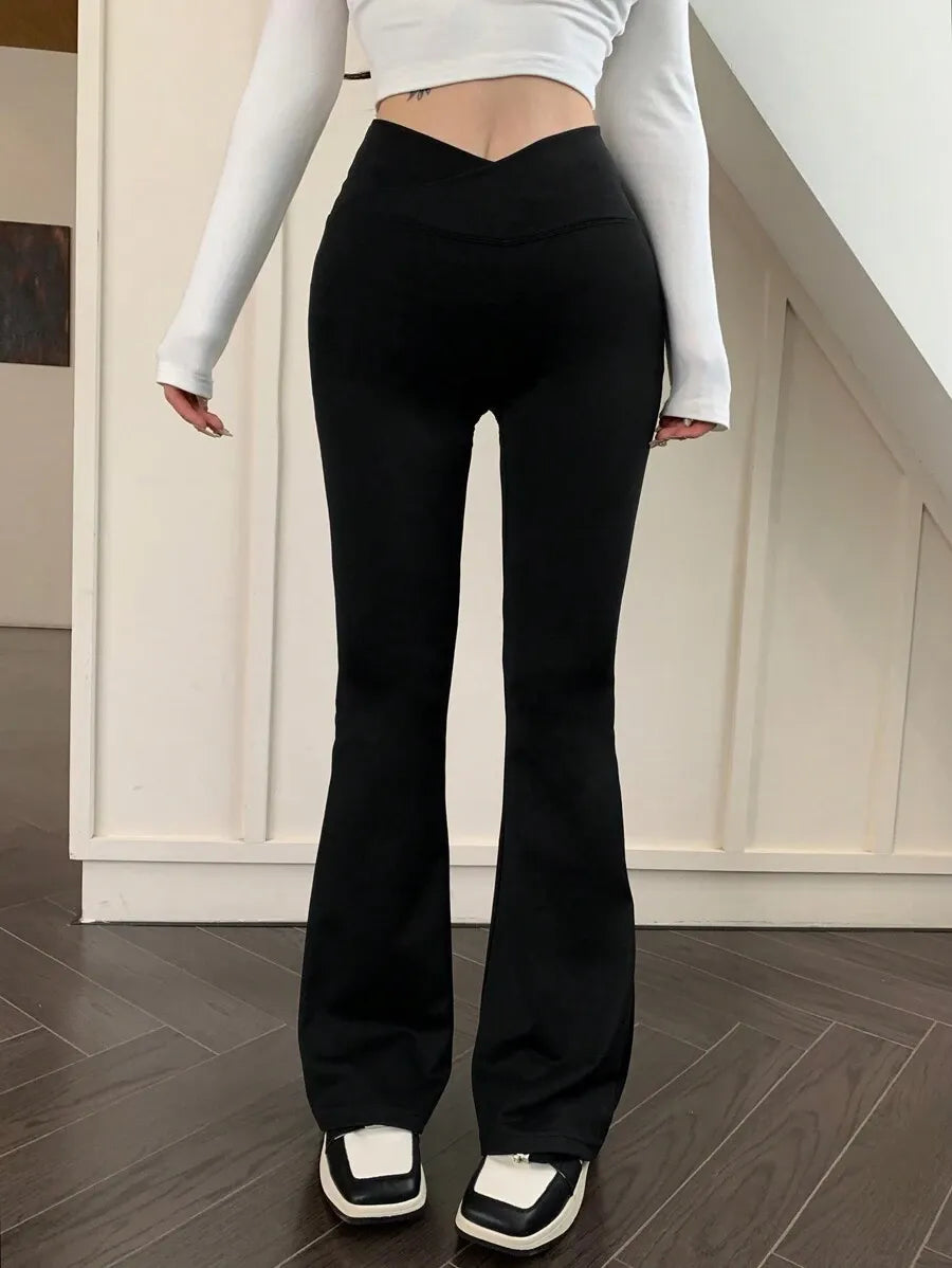 SHEIN DAZY بنطلون  نسائي عالي الخصر واسع الساق