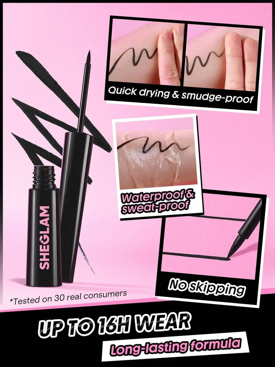 SHEIN SHEGLAM Stay Inked محدد عيون سائل مطفي بلون أسود
