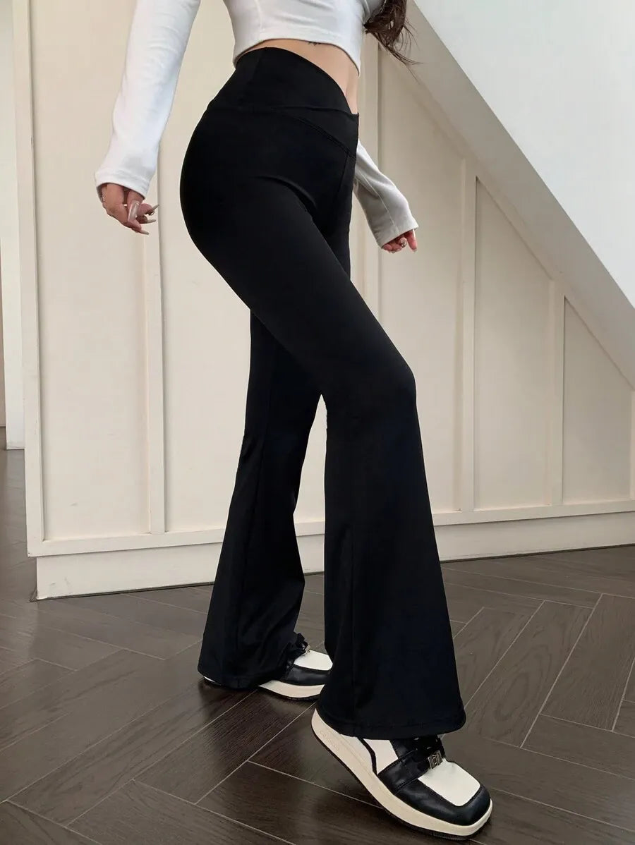 SHEIN DAZY بنطلون  نسائي عالي الخصر واسع الساق