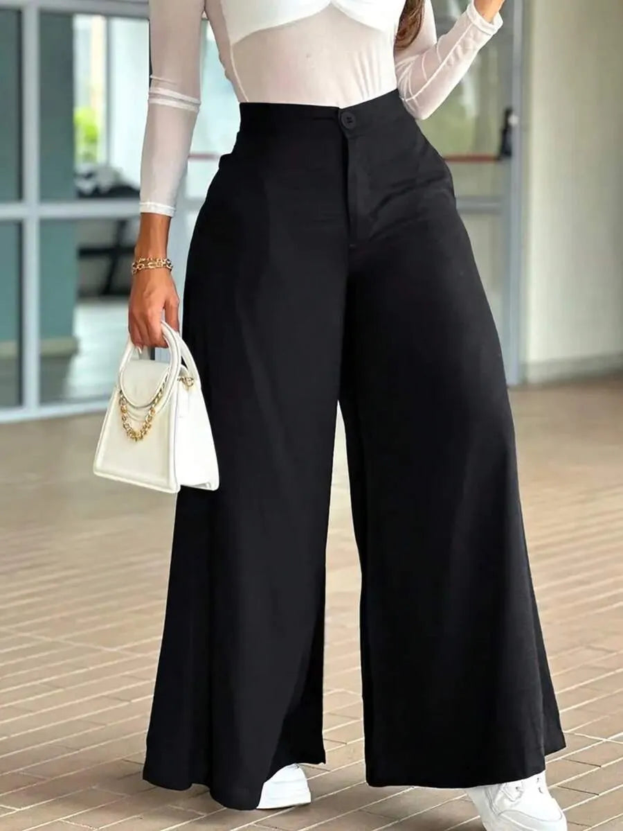 SHEIN بنطلون نسائي فضفاض واسع الساق كاجوال