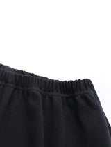 SHEIN طقم بيجامة قطعتين بكارديجان بياقة وأكمام طويلة وبنطال طويل ونقشة حروف بلون أسود