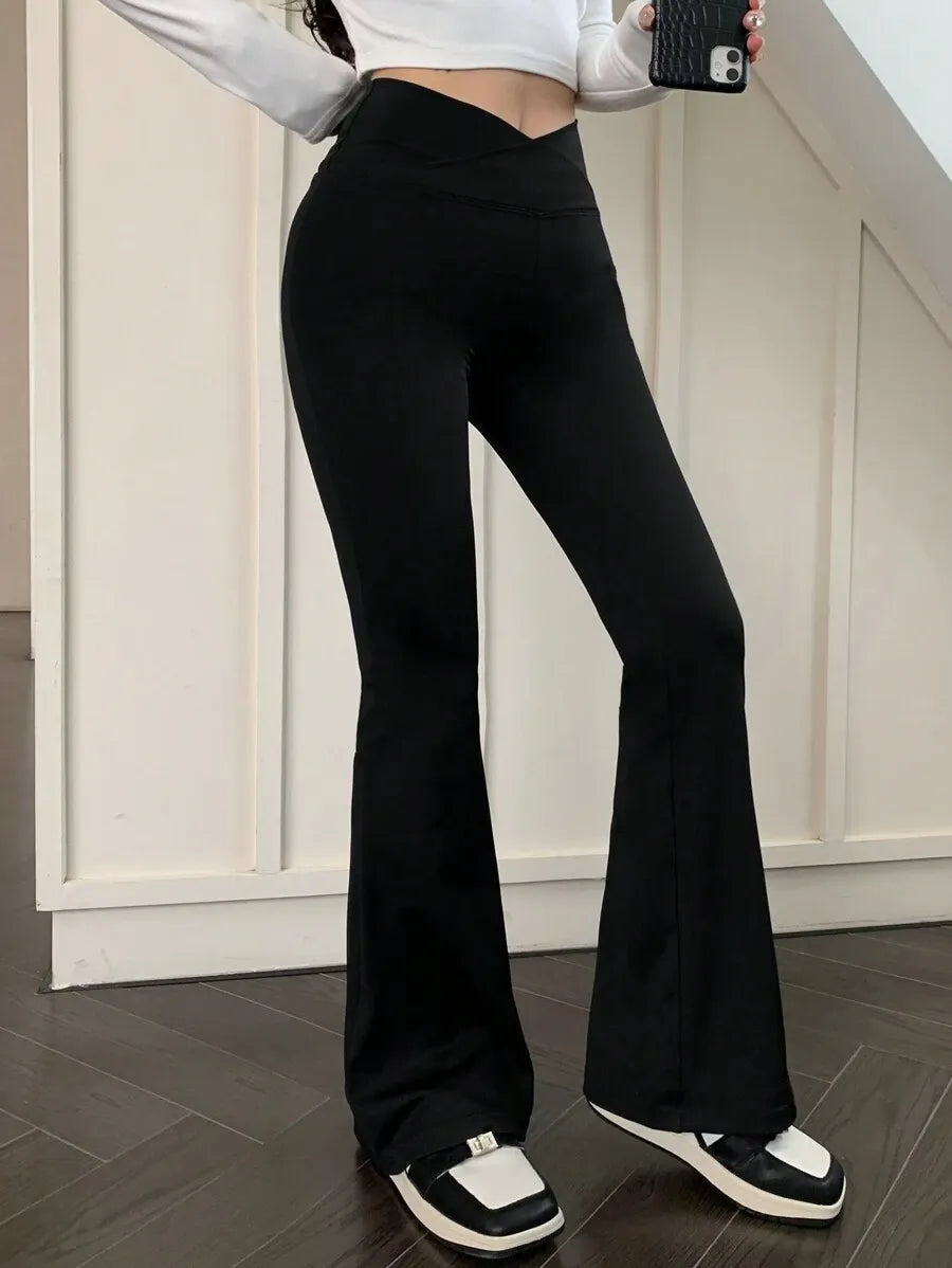 SHEIN DAZY بنطلون  نسائي عالي الخصر واسع الساق
