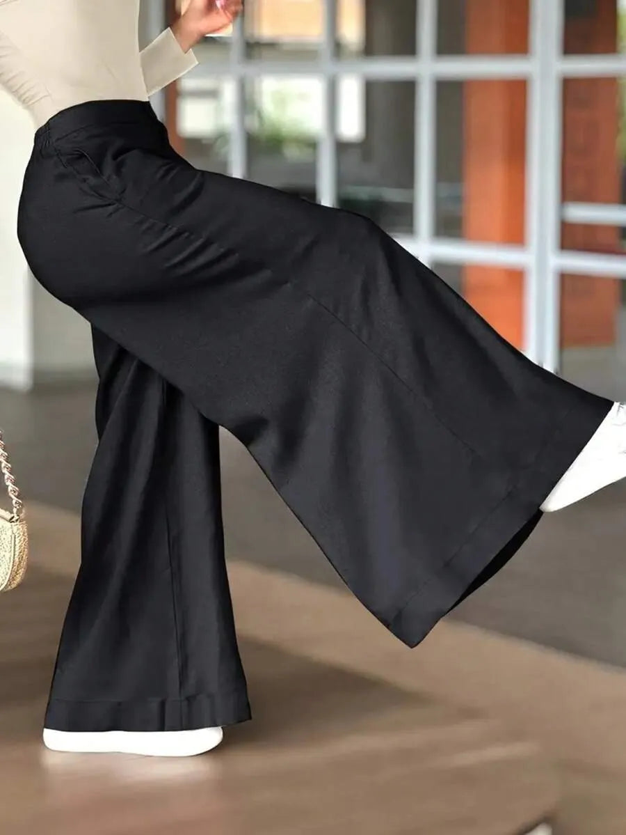 SHEIN بنطلون نسائي فضفاض واسع الساق كاجوال