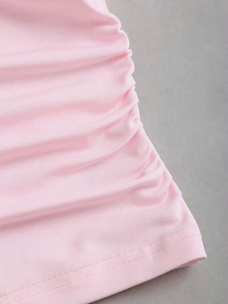 SHEIN طقم نسائي قطعتين (توب بدون أكمام بدانتيل وزهرة + بنطلون واسع الساق)