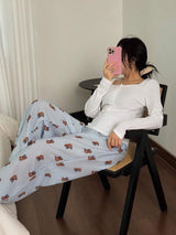 SHEIN Dream Adore طقم بيجامة من قطعتين مخططة بأزرار