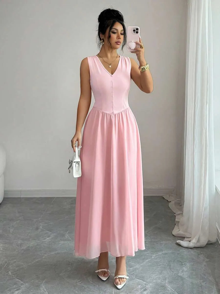 SHEIN Selianne فستان طويل أنيق مطوي