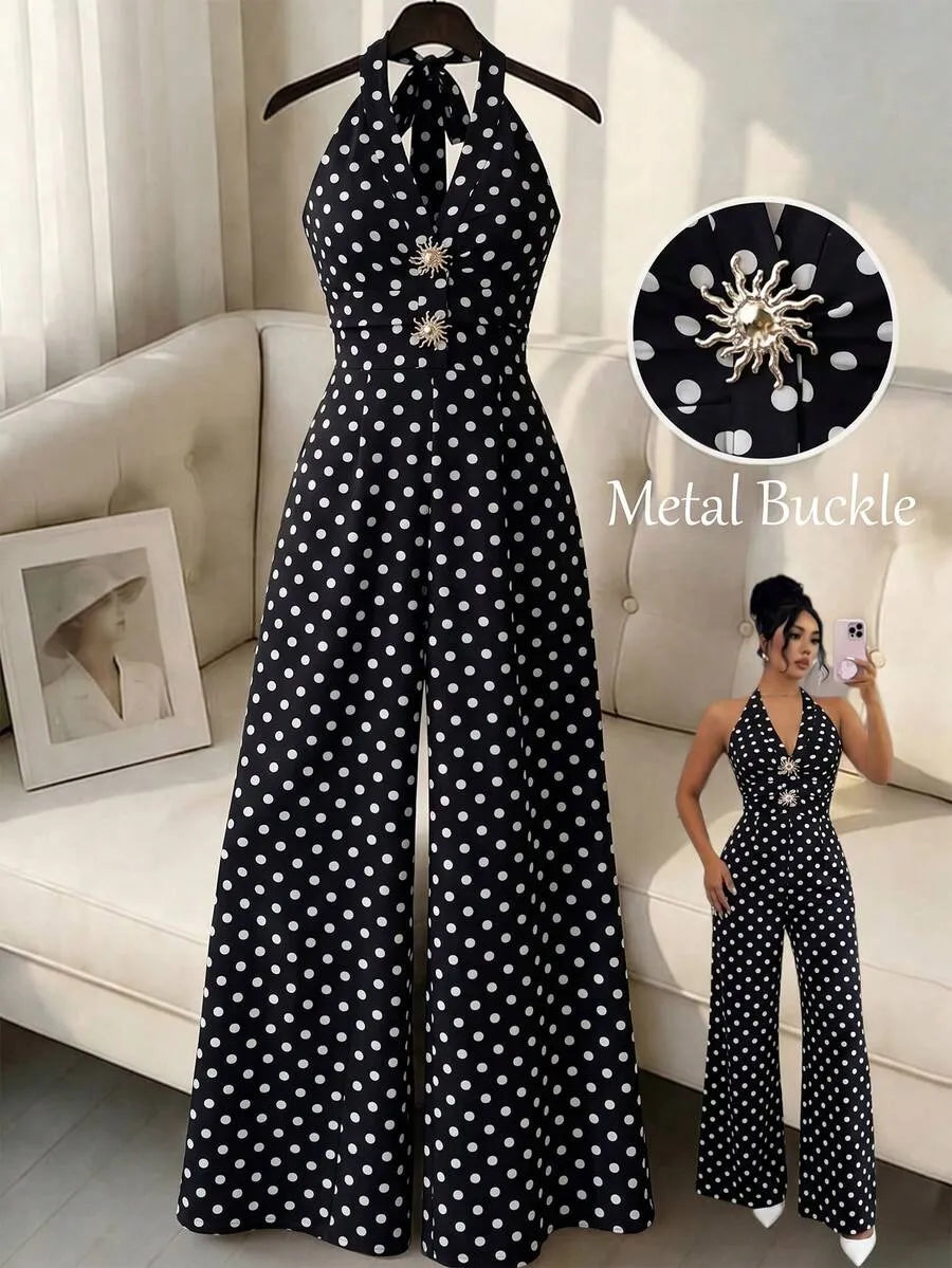 SHEIN Rafferiza جمبسوت نسائية بنقشة نقاط من