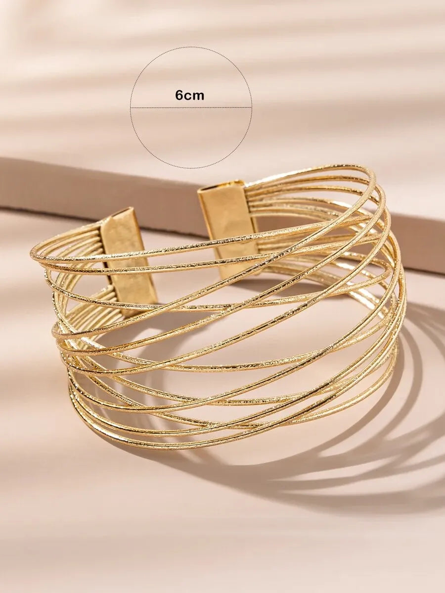 SHEIN سوار مفتوح متعدد الطبقات معدني قطعة واحدة