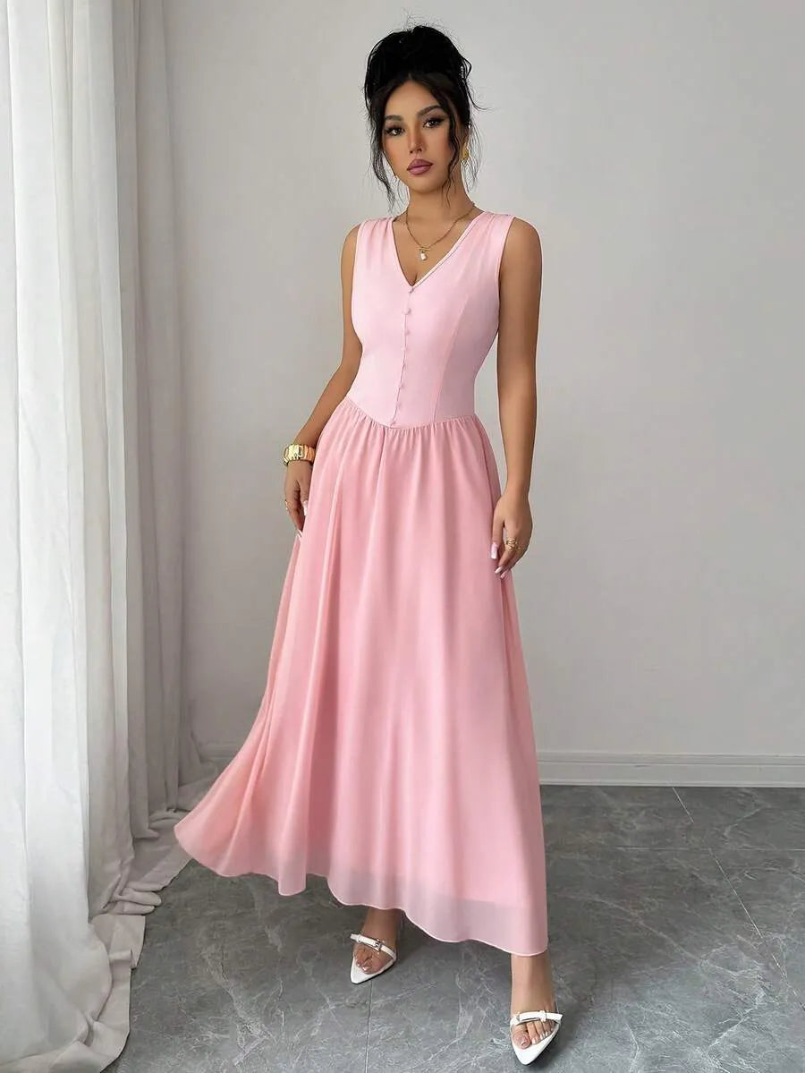 SHEIN Selianne فستان طويل أنيق مطوي