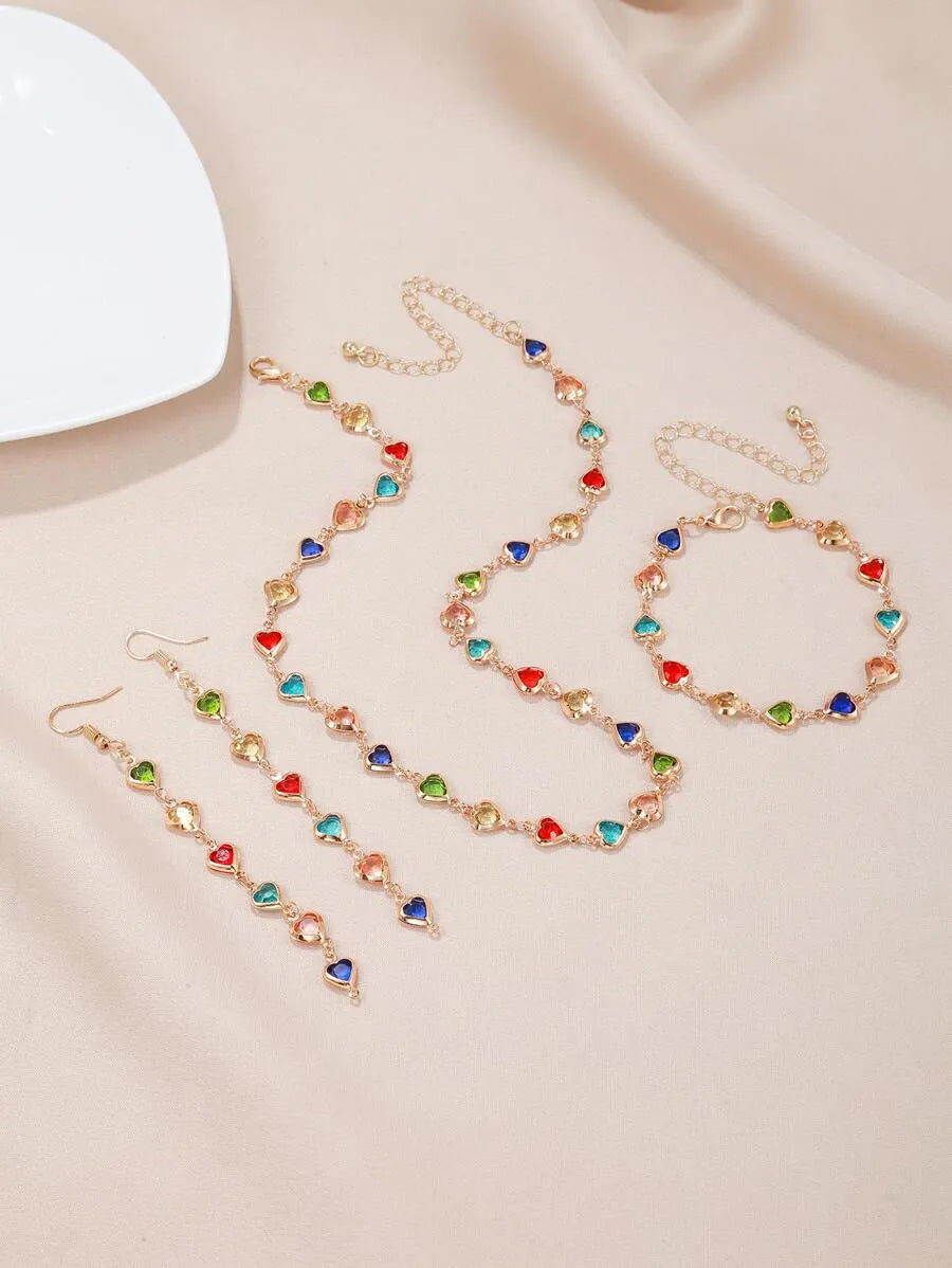 SHEIN طقم مجوهرات بتصميم الليمون مكون من قلادة وسوار وأقراط للنساء