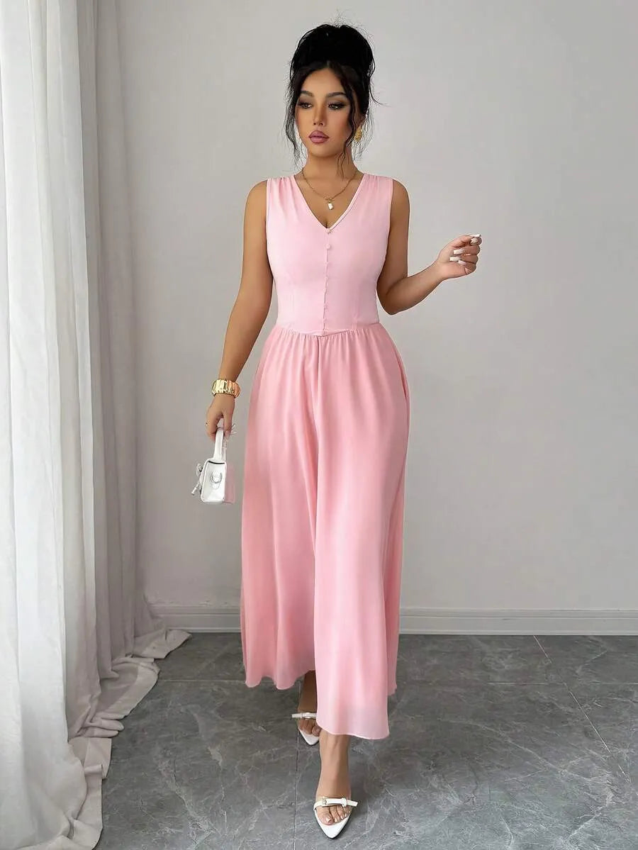 SHEIN Selianne فستان طويل أنيق مطوي
