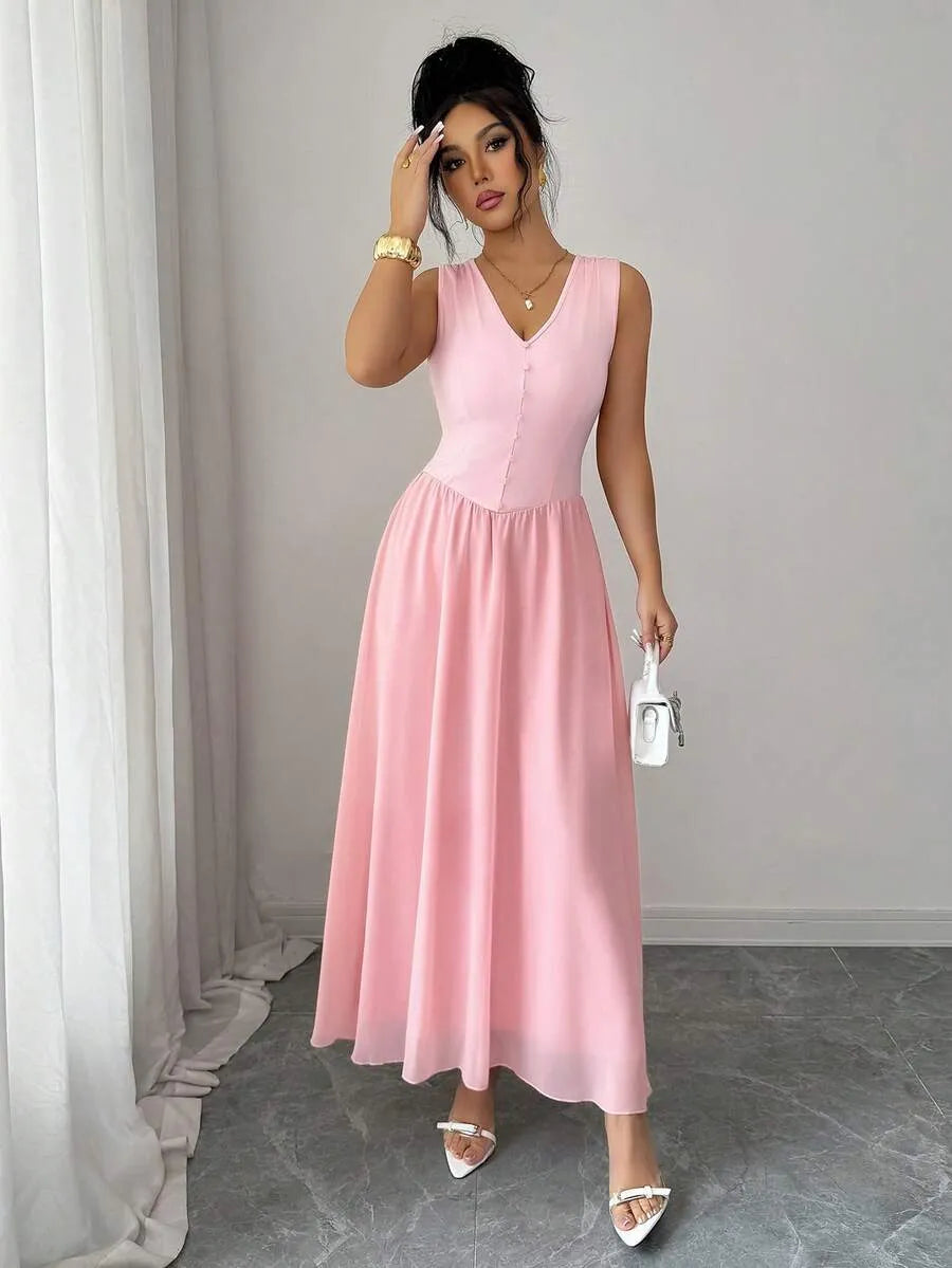 SHEIN Selianne فستان طويل أنيق مطوي
