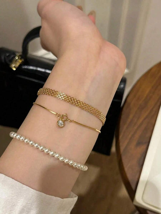 SHEIN سوار ساعة شبكي ذهب 18 قيراط