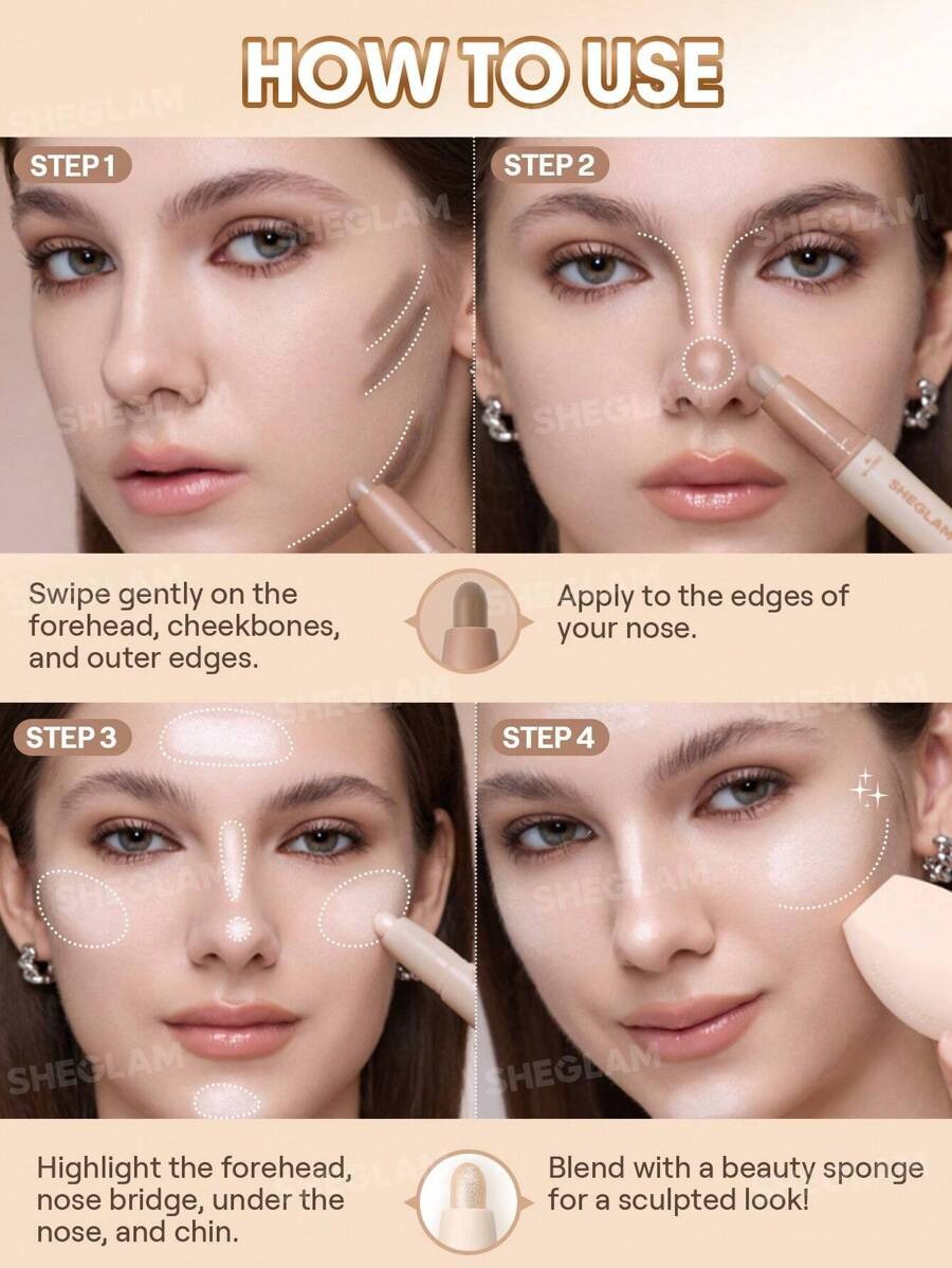 SHEGLAM Camel Suede عصا كونتور وهايلايتر