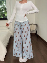 SHEIN Dream Adore طقم بيجامة من قطعتين مخططة بأزرار