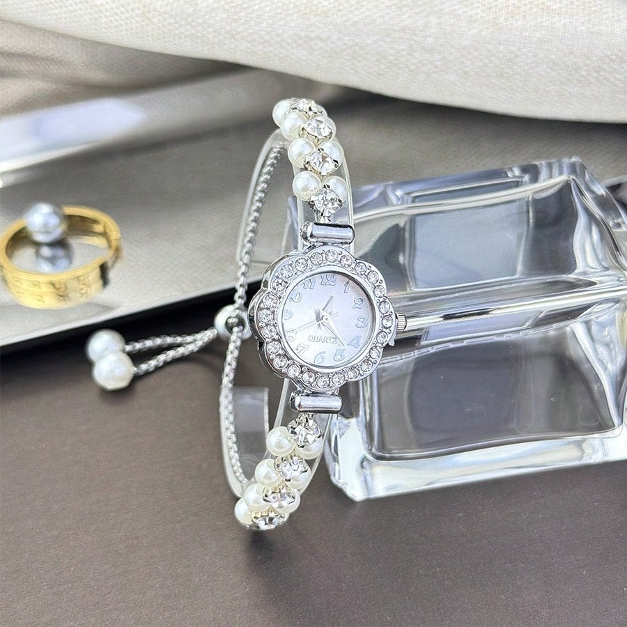 SHEIN ساعة نسائية كوارتز بسلسلة قابلة للتعديل