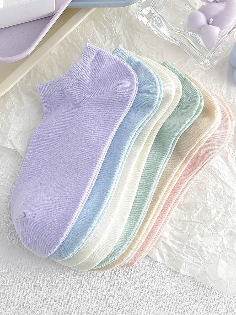 SHEIN جوارب قصيرة نسائية سادة ومتعدد الألوان