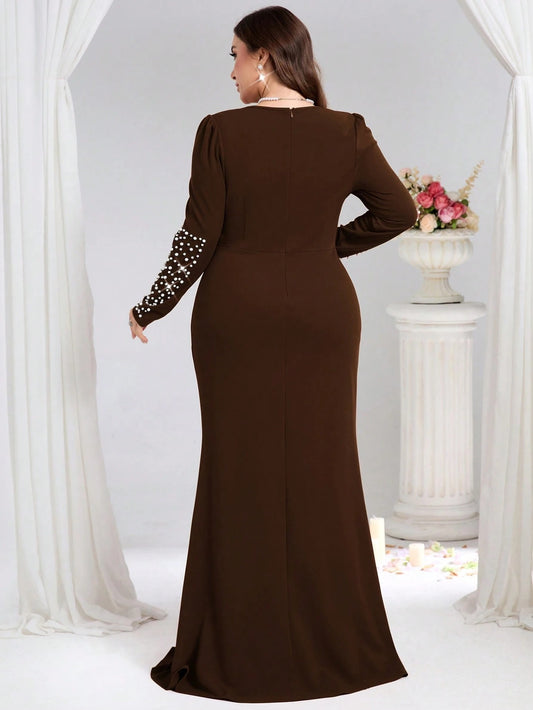 SHEIN Coutiva فستان سهرة رسمي مزخرف للمقاسات الكبيرة