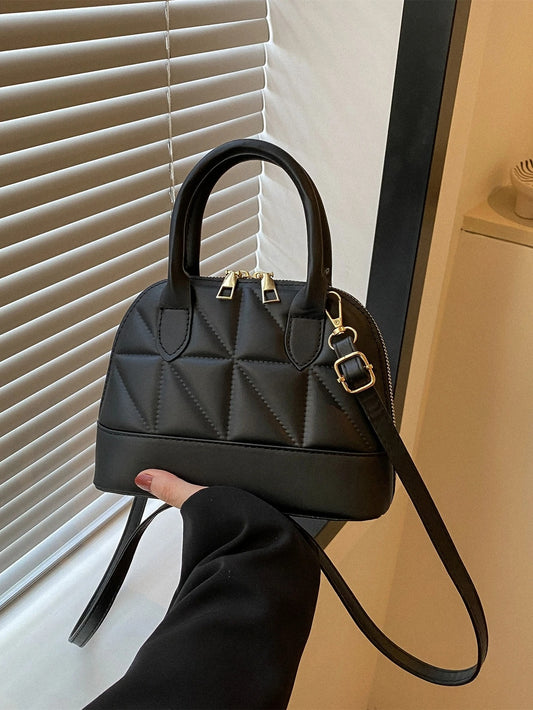 SHEIN حقيبة كتف وكروسبودي بمقبض مزدوج وتصميم بسيط من جلد صناعي بلون موحد