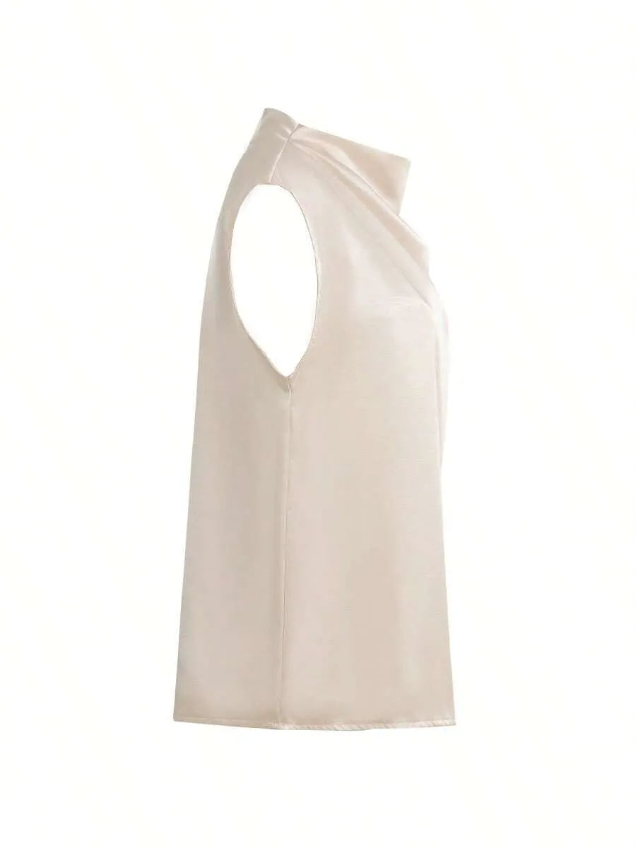 SHEIN بلوزة ساتان أنيقة للنساء للصيف