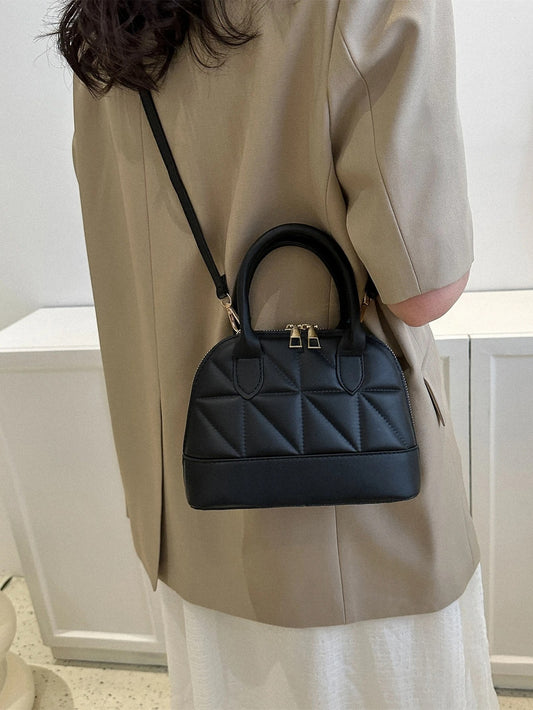 SHEIN حقيبة كتف وكروسبودي بمقبض مزدوج وتصميم بسيط من جلد صناعي بلون موحد