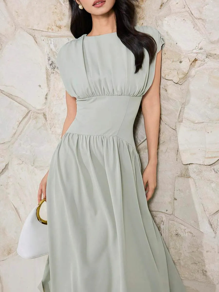 SHEIN Heiryn فستان أنيق بتجعيد وتحديد خصر