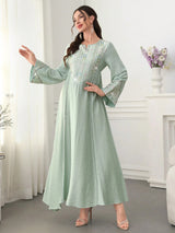 SHEIN Al Najma فستان عربي طويل بأكمام واسعة وياقة دائرية