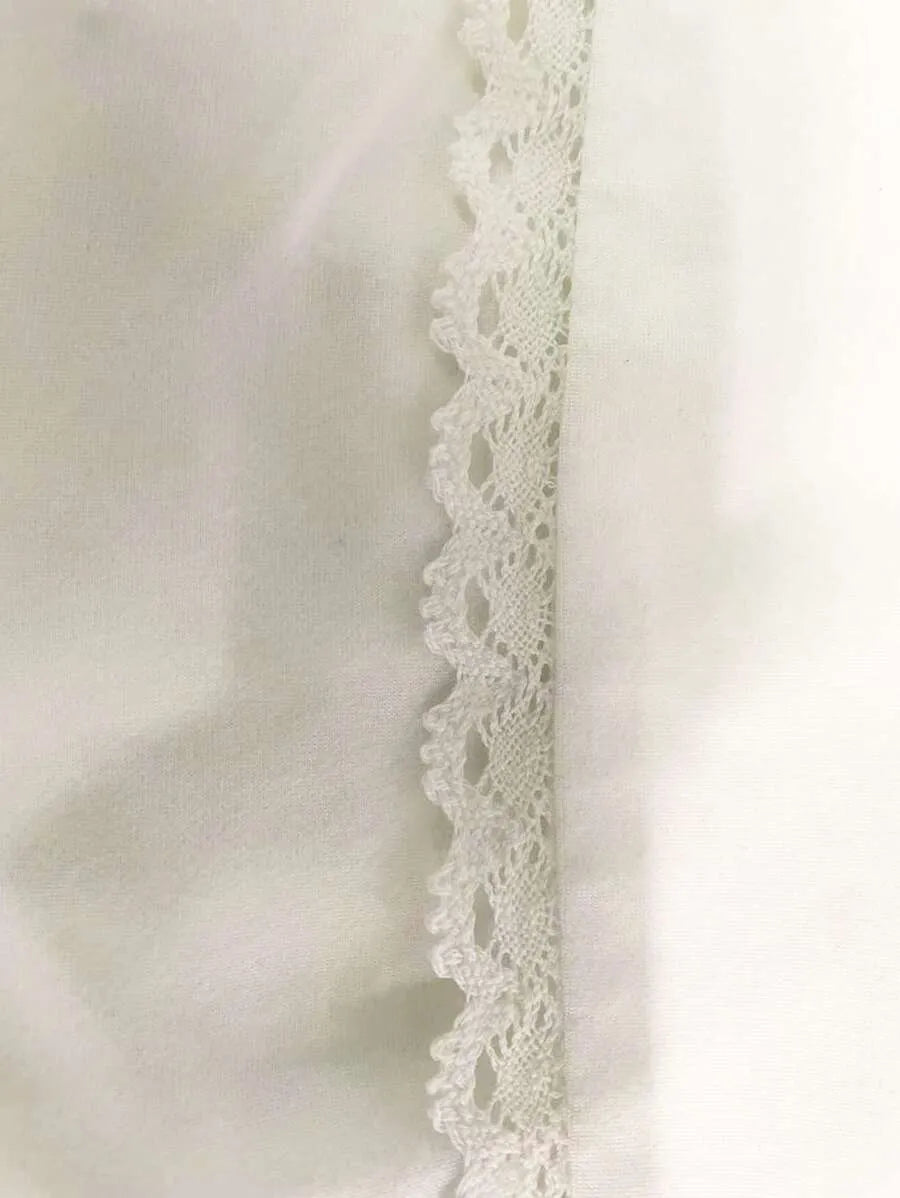 SHEIN INAWLY بلوزة نسائية بأزرار أمامية وياقة كارديجان وحواف مكشكشة بلون أبيض
