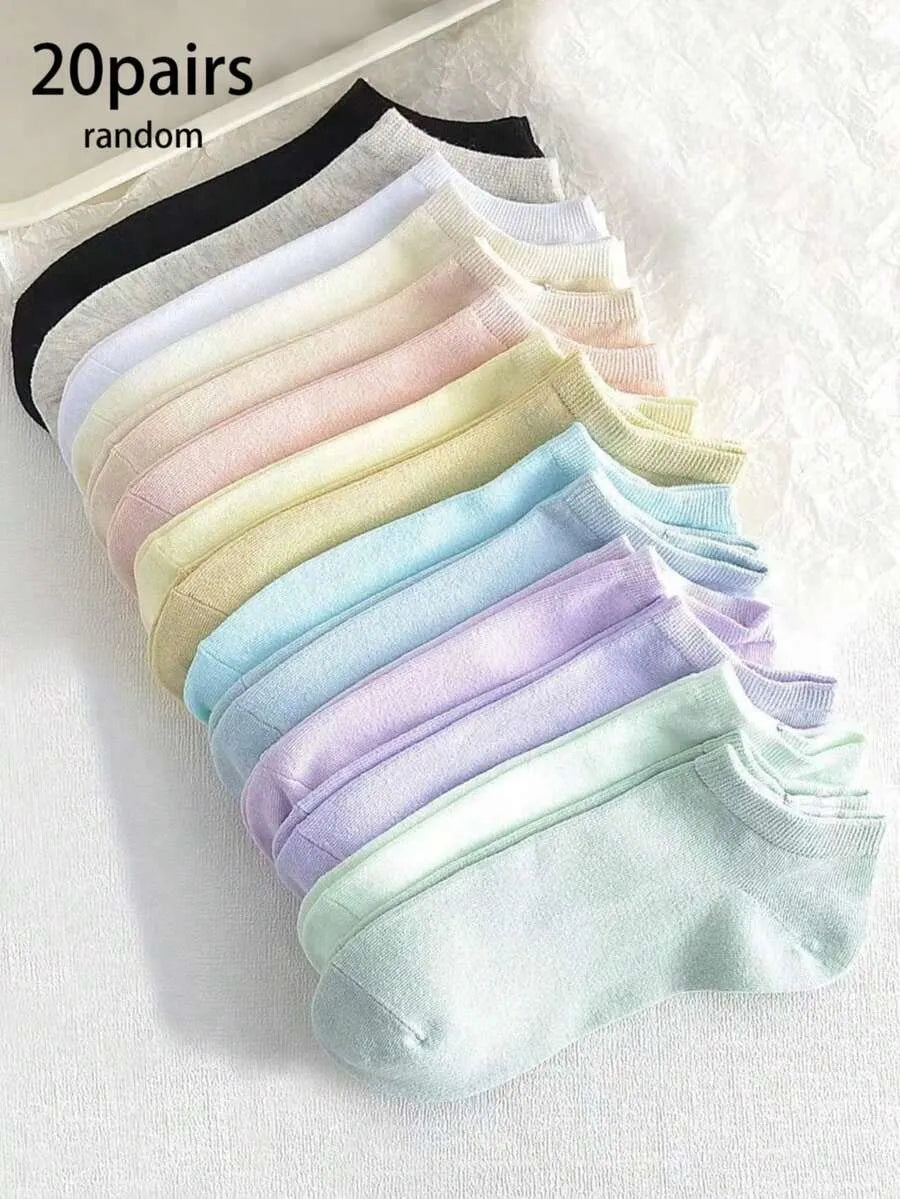 SHEIN جوارب قصيرة نسائية سادة ومتعدد الألوان