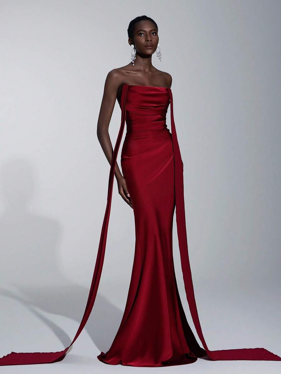 SHEIN فستان عنابي شيفون