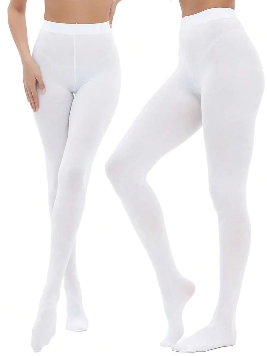 SHEIN 80D جوارب نسائية شبه شفافة سادة بلون أبيض