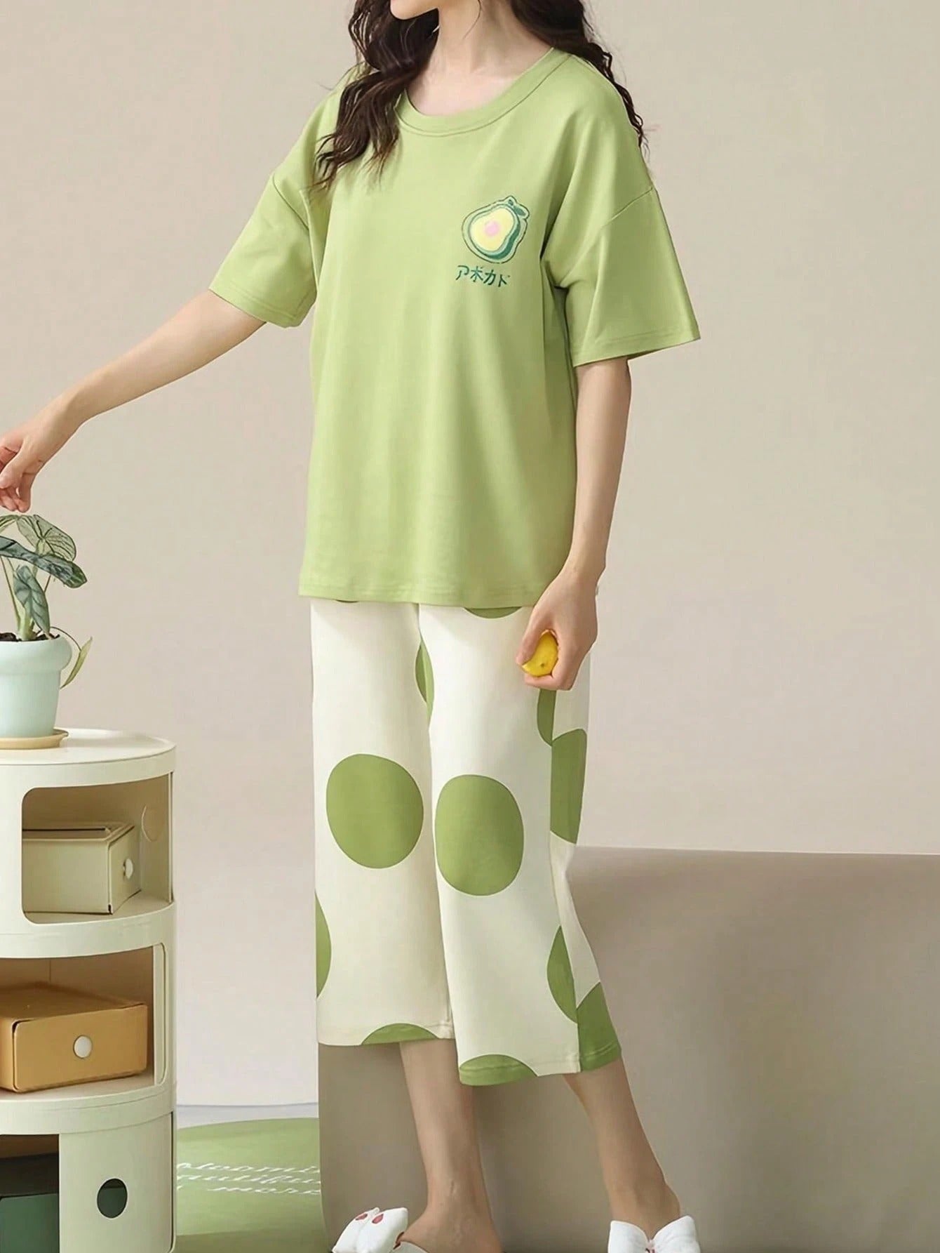 SHEIN AICJ طقم بيجامة نسائي بطبعة قطة وحروف