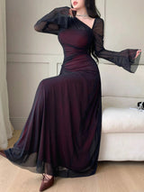 SHEIN Feyla فستان نسائي بأكمام واسعة وياقة غير متماثلة