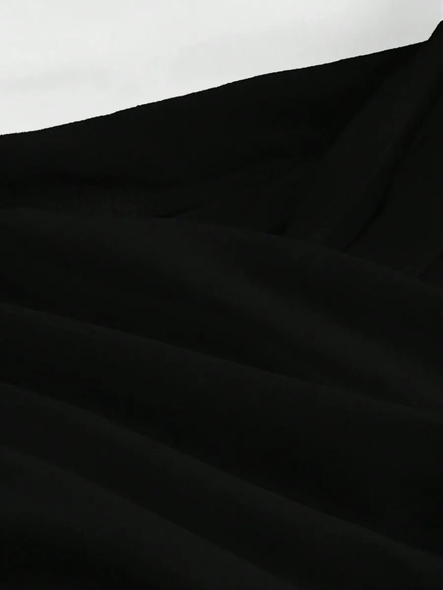 SHEIN MOD فستان نسائي قصير بكتف مكشوف وطبقات متداخلة بلون أسود