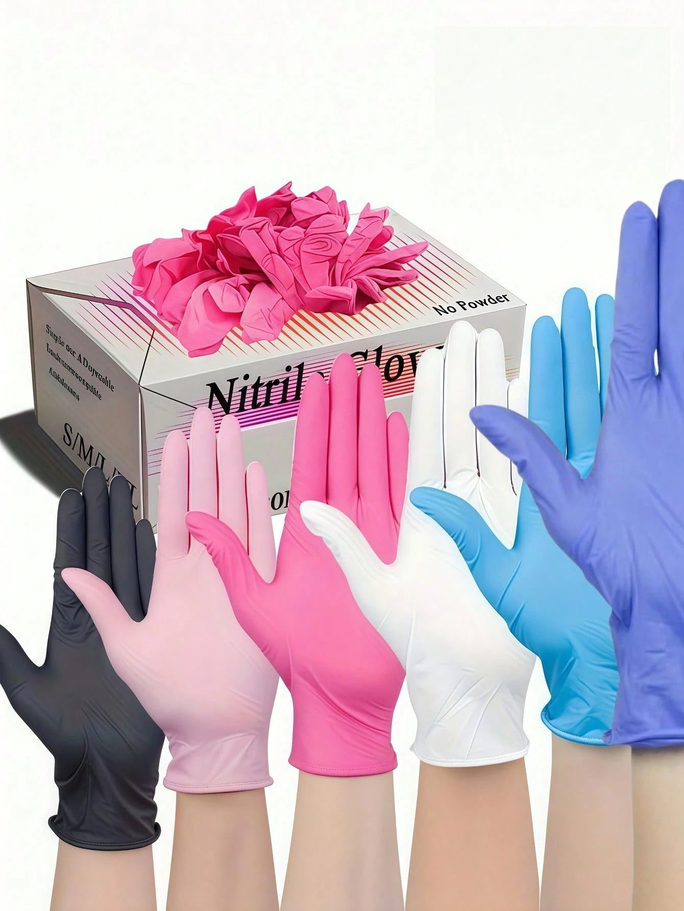 SHEIN قفازات نايتريل متعددة الاستخدامات بدون بودرة