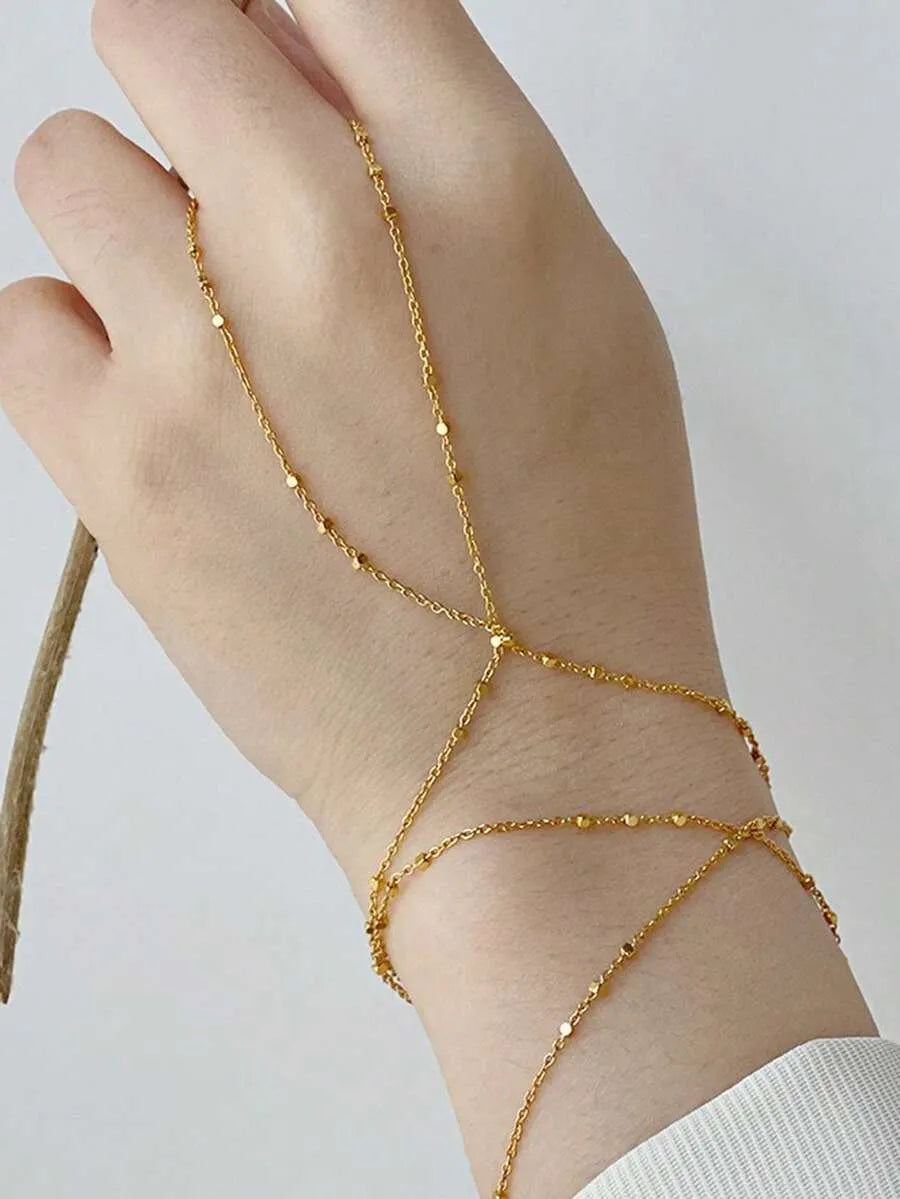 SHEIN سوار سلسلة متصل بالإصبع مطلي بالذهب عيار 18 قطعة واحدة