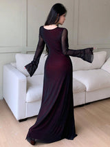 SHEIN Feyla فستان نسائي بأكمام واسعة وياقة غير متماثلة