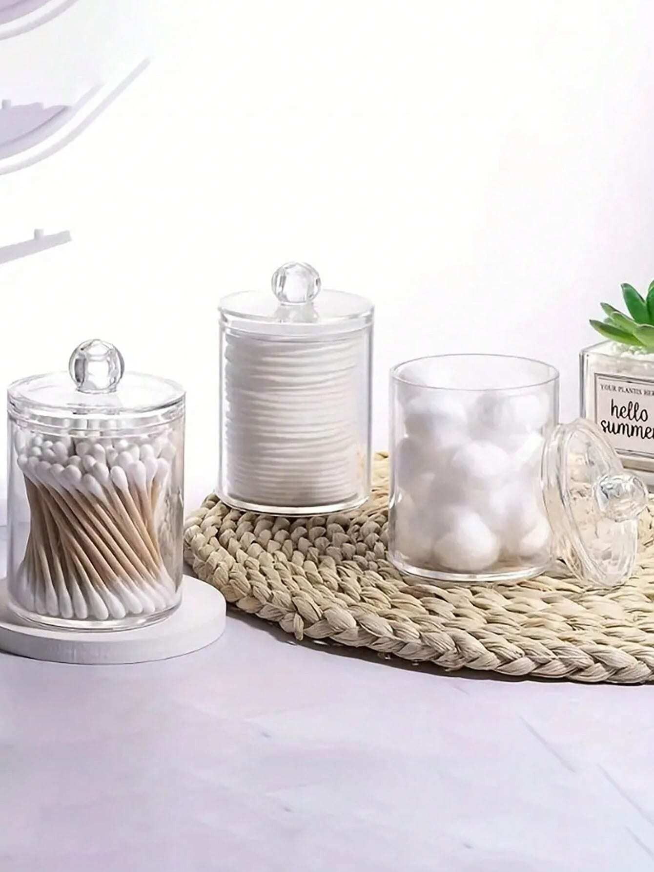 SHEIN حامل كرات تنظيف بلاستيكي منظم تخزين أنيق للحمام والمكياج
