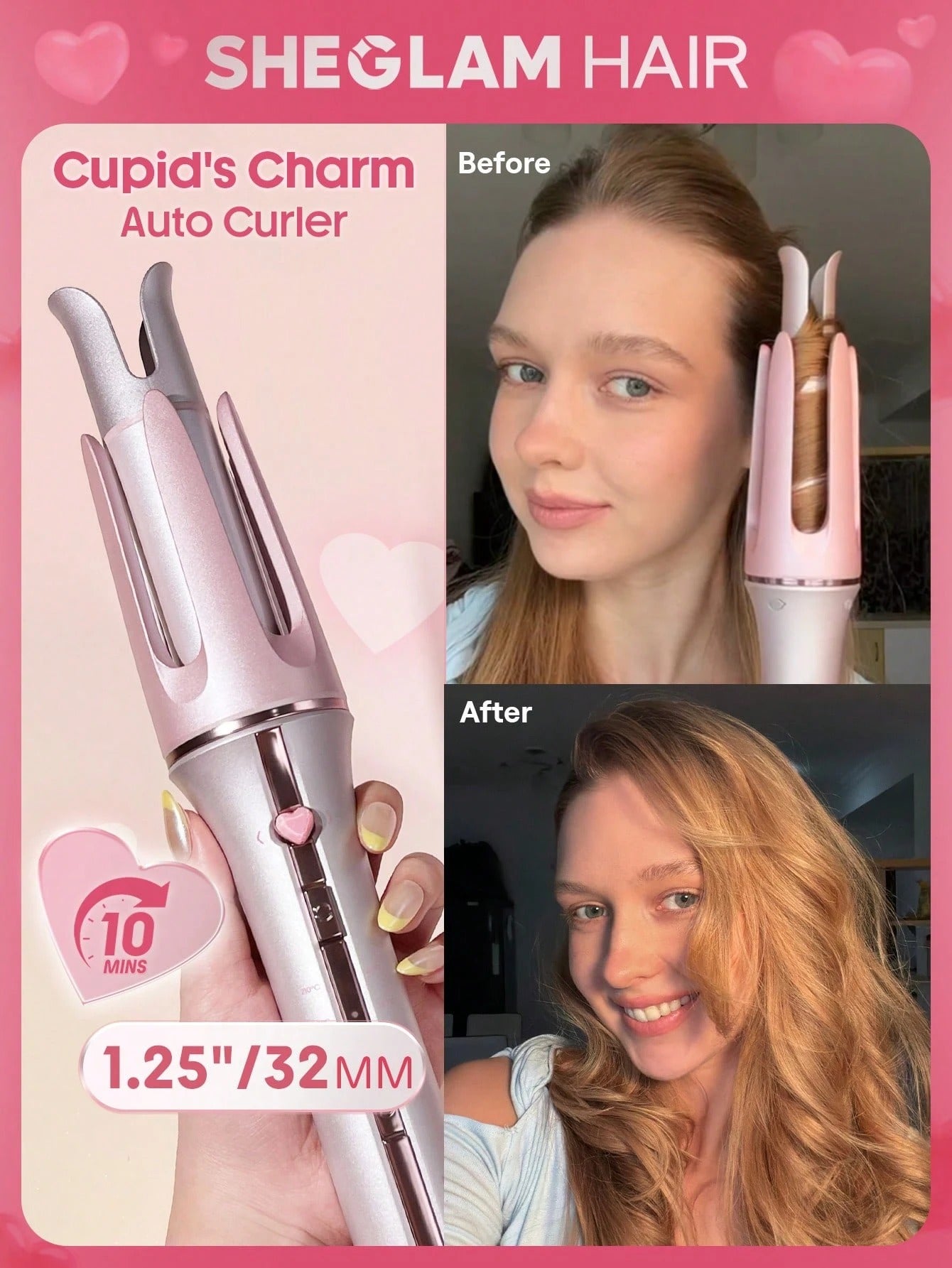 SHEIN SHEGLAM HAIR مكواة تجعيد أوتوماتيكية 32 مم للشعر