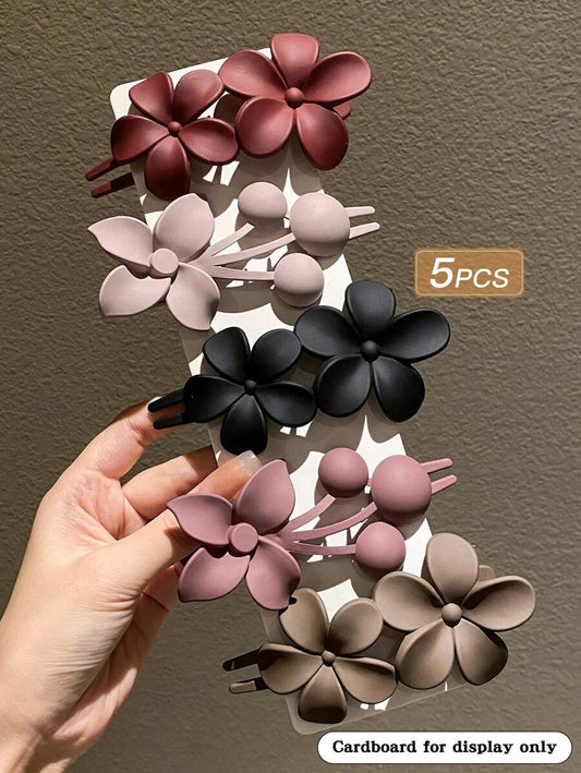 SHEIN   مشابك شعر بتصميم زهري 5 قطع