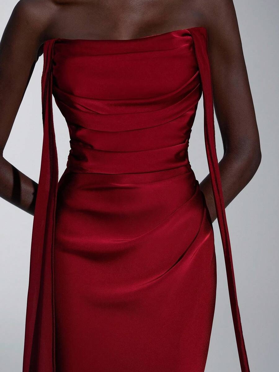 SHEIN فستان عنابي شيفون