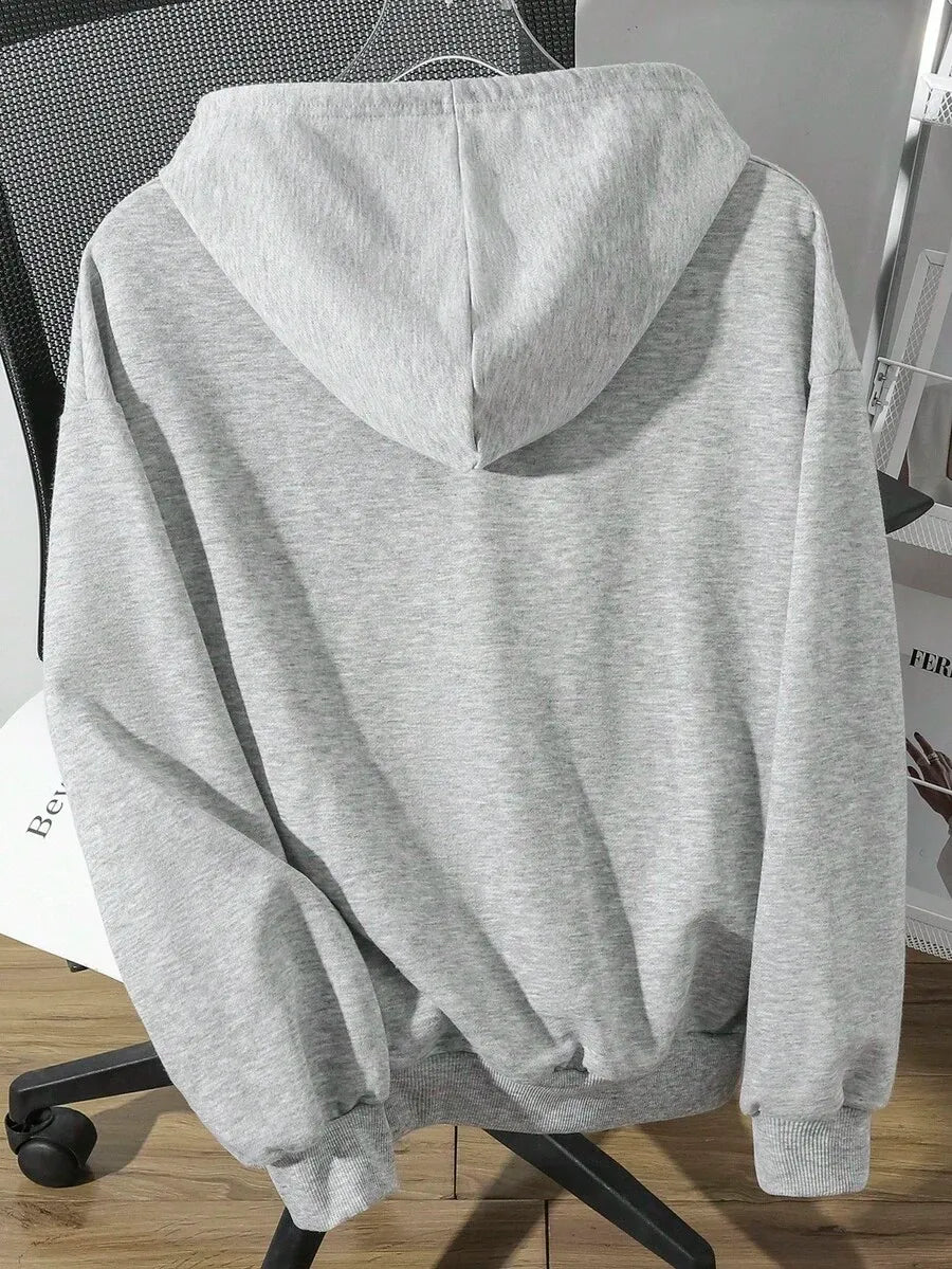 SHEIN EZwear هودي نسائي فضفاض بطبعة نمر بلون رمادي فاتح