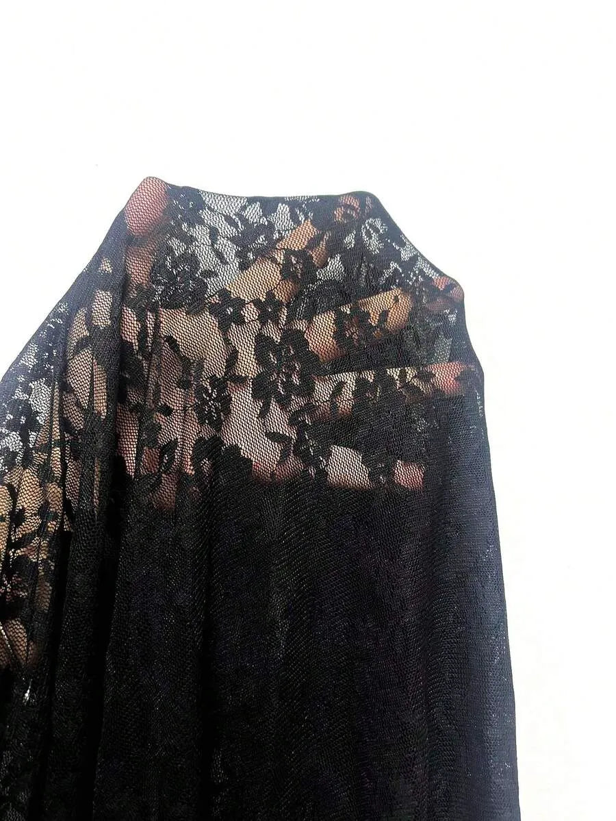 SHEIN Sirith كارديجان نسائي مزخرف بالدانتيل وربطة عنق