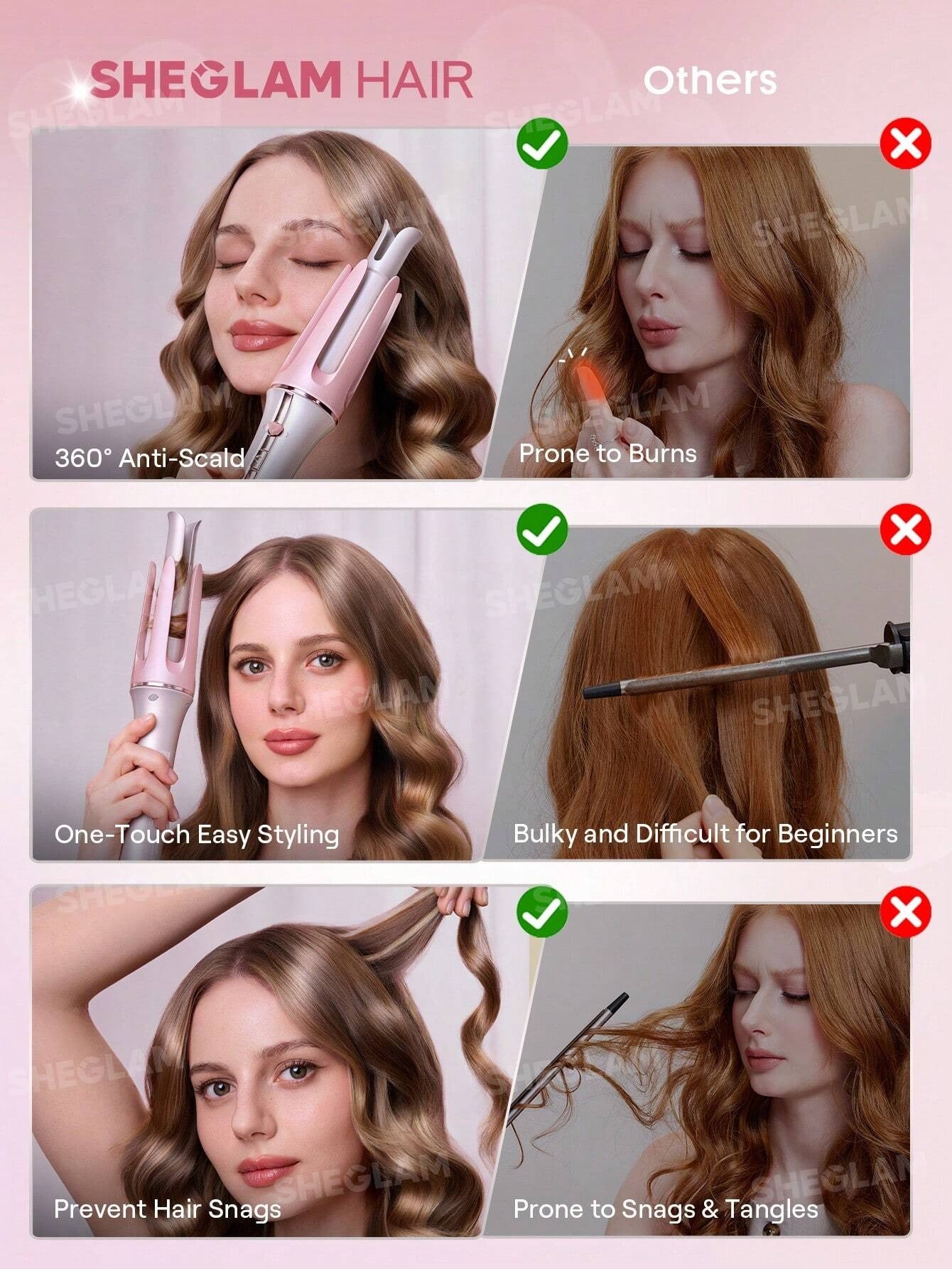 SHEIN SHEGLAM HAIR مكواة تجعيد أوتوماتيكية 32 مم للشعر