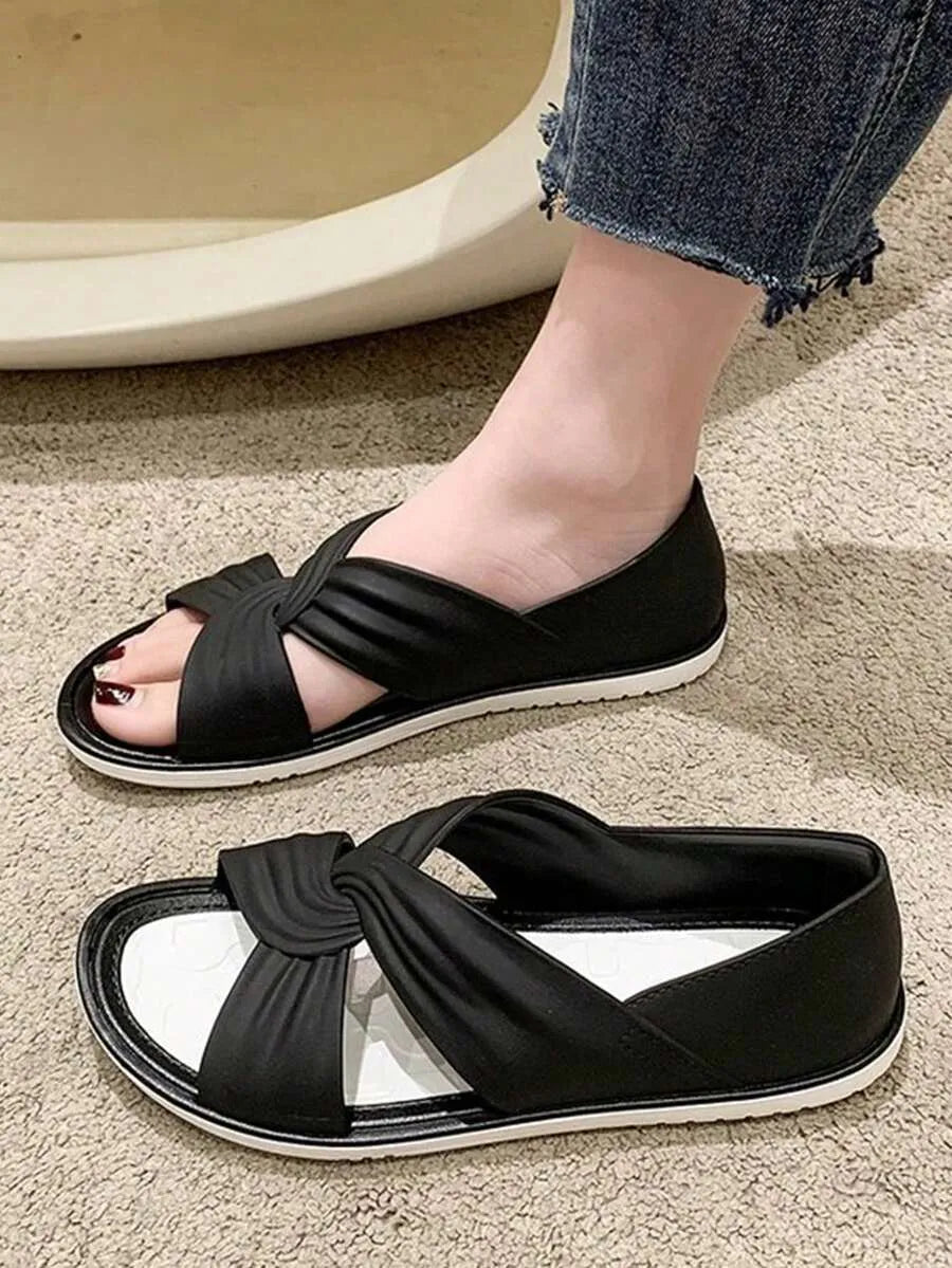 SHEIN صنادل نسائية مسطحة بلاستيكية مجوفة مانعة للانزلاق