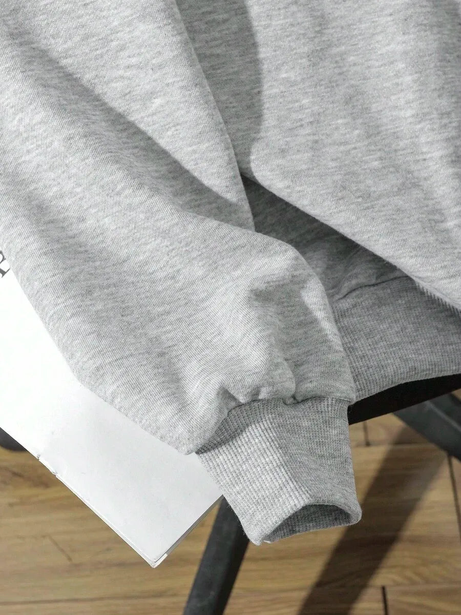 SHEIN EZwear هودي نسائي فضفاض بطبعة نمر بلون رمادي فاتح
