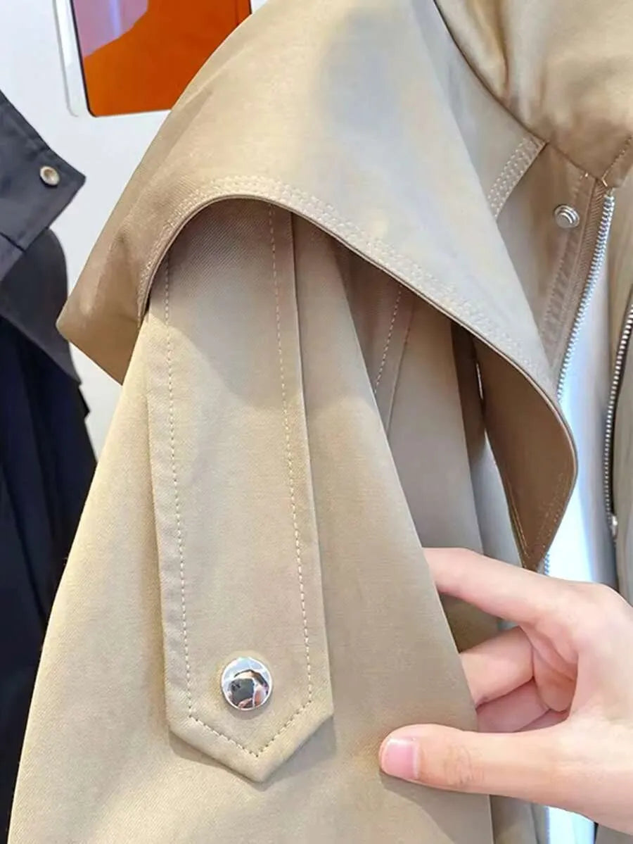 SHEIN معطف ترنش سادة بجيوب وأزرار أمامية