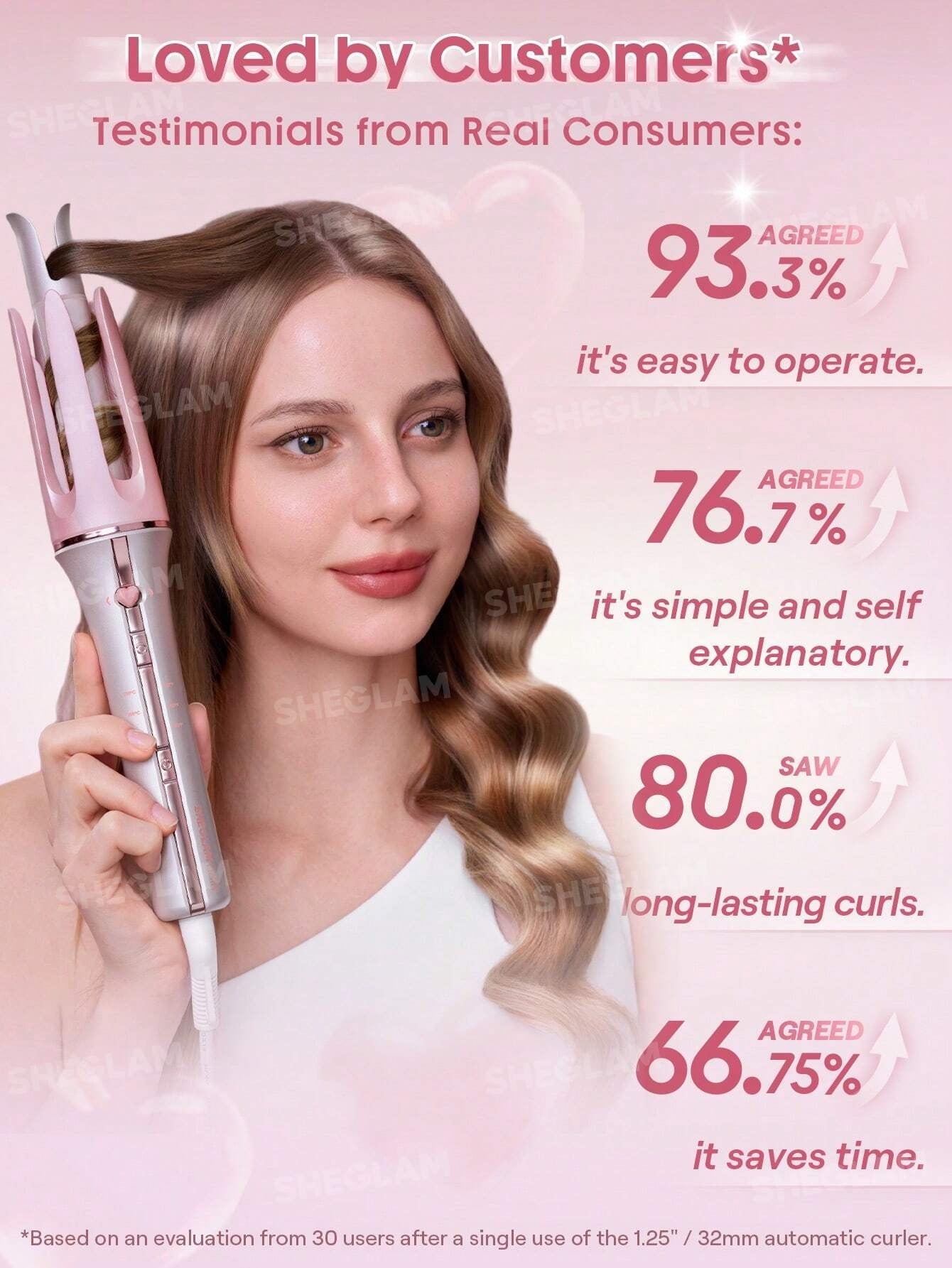 SHEIN SHEGLAM HAIR مكواة تجعيد أوتوماتيكية 32 مم للشعر
