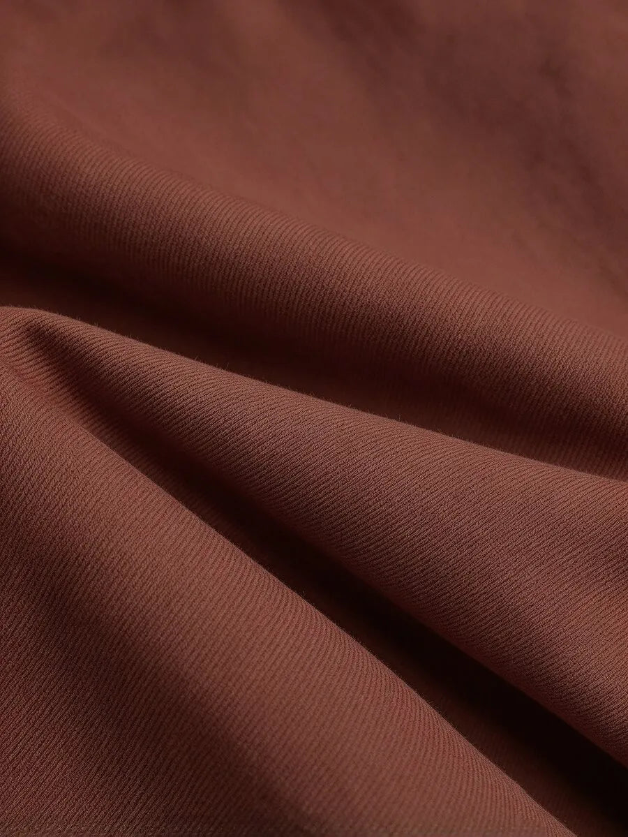 SHEIN Selianne معطف ترنش فضفاض بياقة كبيرة وقصة غير متماثلة بلون بني قهوة