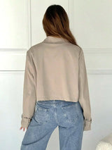 SHEIN EZwear جاكيت نسائي قصير مزدوج الأزرار